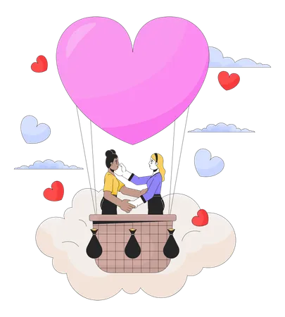 Proposing in hot air ballooning  Illustration