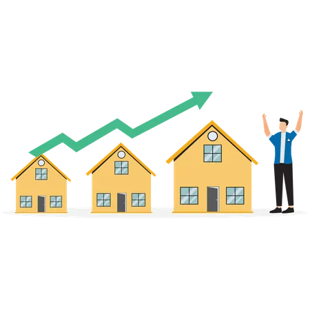 Propriétaire d'un bien immobilier avec des maisons en flèche  Illustration