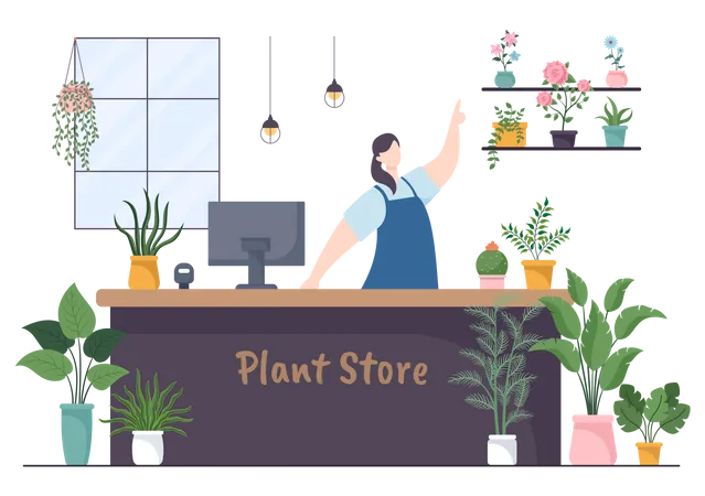 Dono de loja de plantas  Ilustração