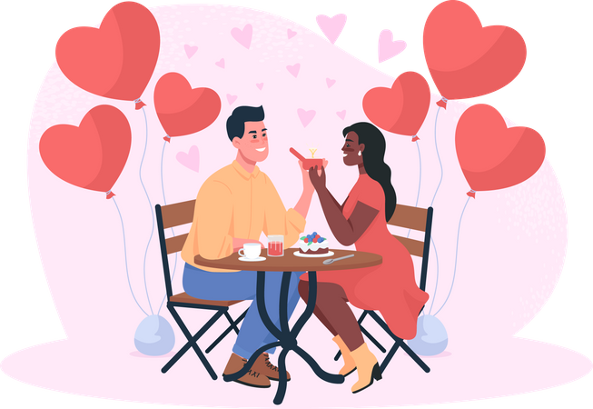 Hombre proponiendo matrimonio a una chica en una cita para cenar  Ilustración