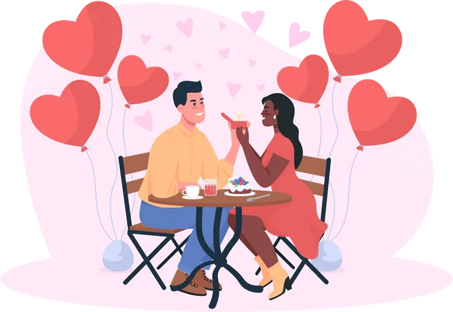 Hombre proponiendo matrimonio a una chica en una cita para cenar  Ilustración