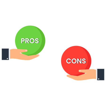 Pros and cons comparison for making business decisions  Illustration
