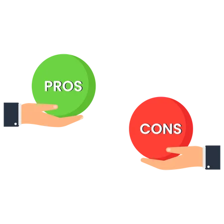 Pros And Cons Comparison For Making Business Decisions Advantage Positive And Negative Analysis Information List Concept Illustration