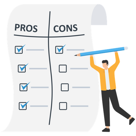 Pros and cons comparison  Illustration