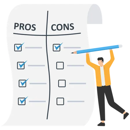 Pros and cons comparison  Illustration