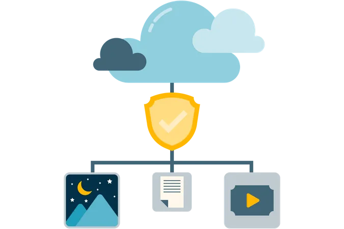 Proteção de armazenamento de arquivos em nuvem  Ilustração