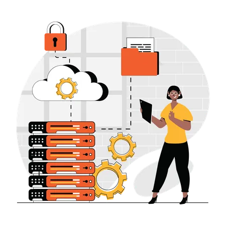 Proteção de banco de dados de servidor em nuvem  Ilustração