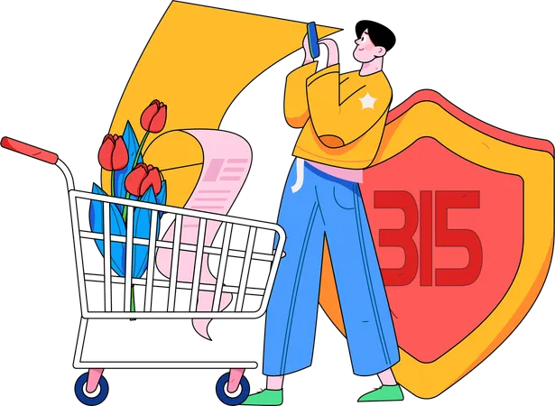 Proteção de direitos de compras online  Ilustração