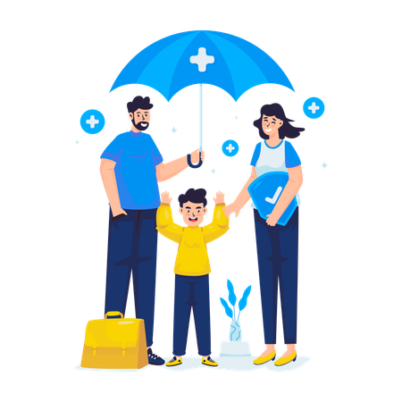 Proteção de seguro familiar  Ilustração