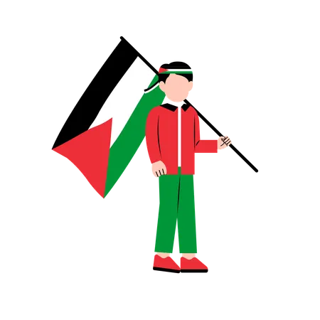 A Man Holding Palestine Flag Illustration