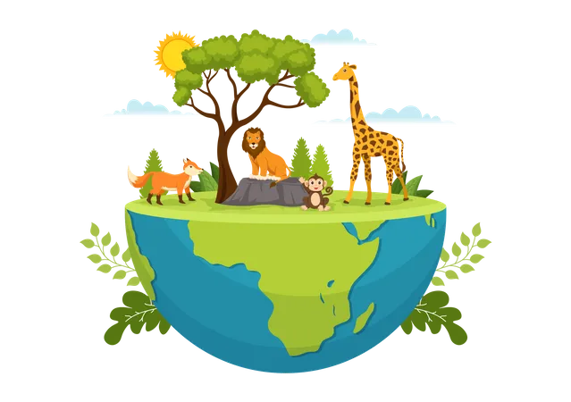 World Nature Conservation Day Vector Illustration With World Map Tree And Eco Friendly Ecology In Flat Cartoon Hand Drawn Landing Page Templates Illustration