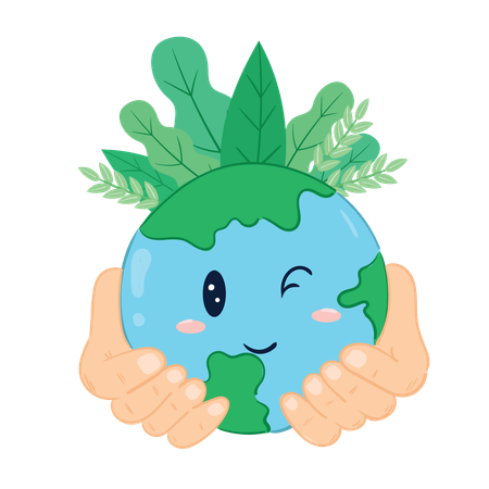 Protect Our Planet Earth Hands Holding Planet  Illustration