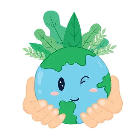 Protect Our Planet Earth Hands Holding Planet  Illustration