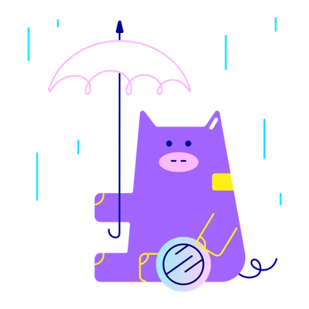Protected Piggy Bank  Illustration