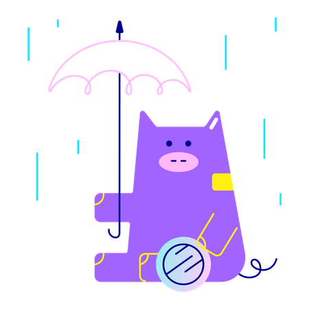 Protected Piggy Bank  Illustration