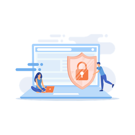 Protecting data on laptop  Illustration