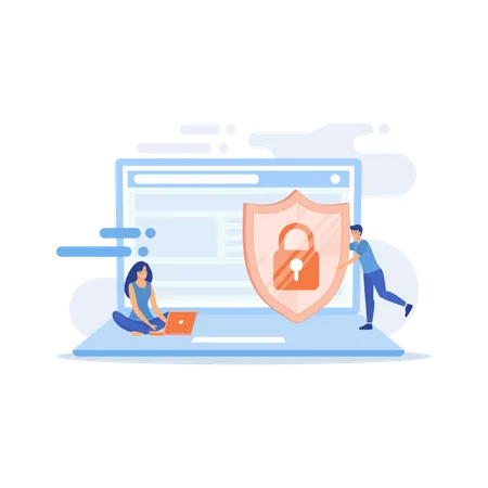 Protecting data on laptop  Illustration