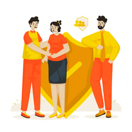 Protecting family life with insurance  Illustration
