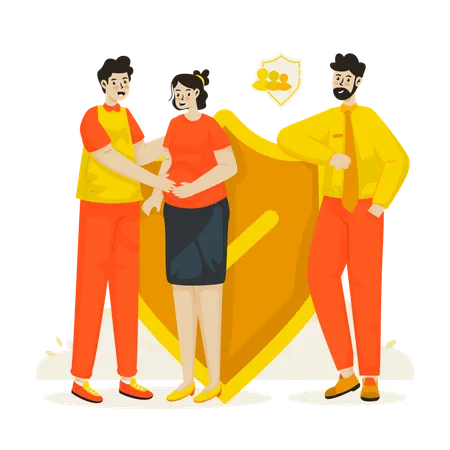 Protecting family life with insurance  Illustration
