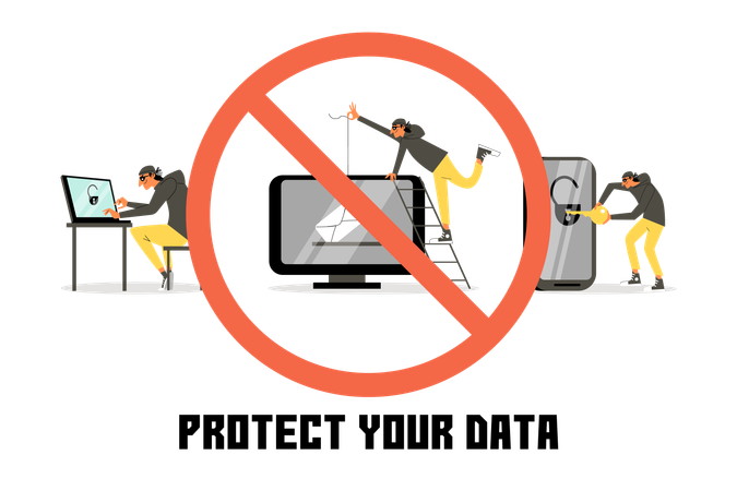 Protection des données contre le phishing et les attaques de pirates informatiques  Illustration