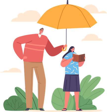 Protective family umbrella  Illustration