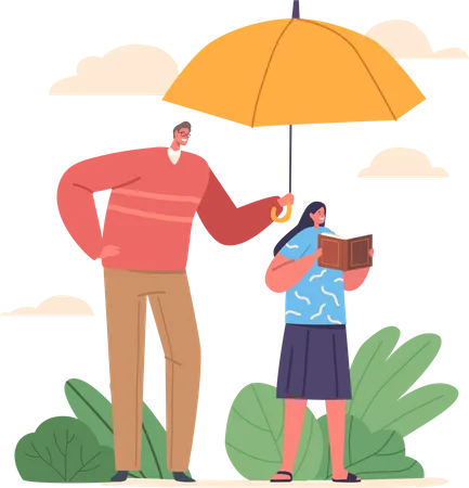 Protective family umbrella  Illustration