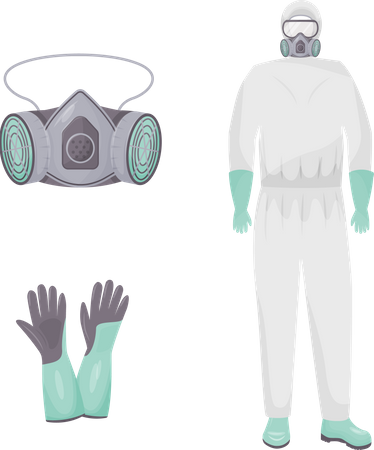 Protective suit and accessories Illustration