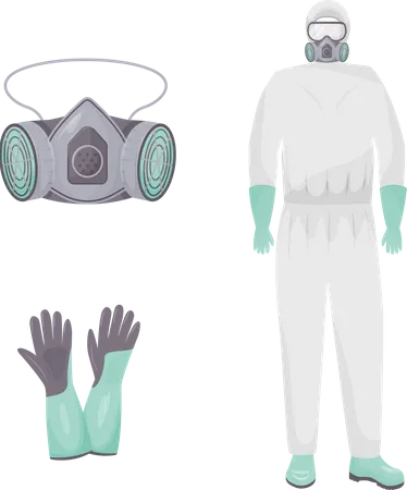 Protective suit and accessories  Illustration