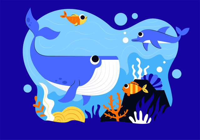 Proteja o oceano e a vida marinha  Ilustração