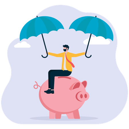 Proteja su cuenta IRA o 401k. Cuenta de jubilación. Planificación de ahorros a largo plazo hasta la jubilación. Depósito de garantía.  Ilustración