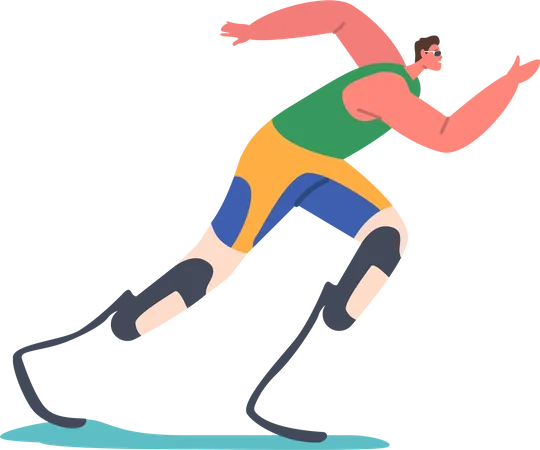 Atleta com prótese de pernas  Ilustração