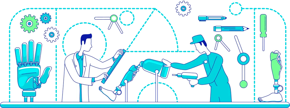 Prótesis médicas que crean partes artificiales del cuerpo.  Ilustración