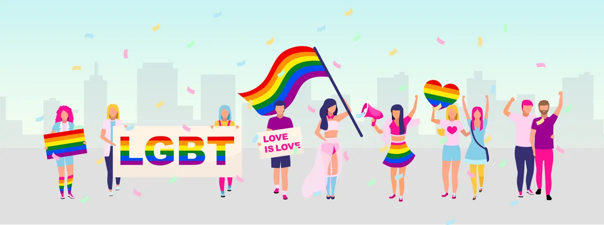 Protest zum Schutz der Rechte der LGBT-Gemeinschaft  Illustration