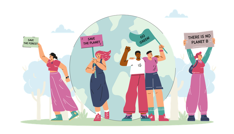 Protesta ambiental "Salvemos nuestro planeta"  Ilustración
