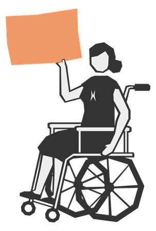 Protester contre une femme handicapée avec une bannière  Illustration