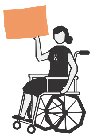 Protesting disable female with banner  Illustration