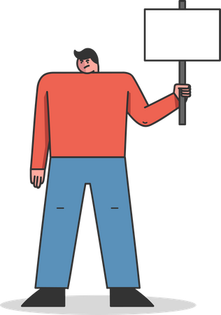 Protestor holding empty banner  Illustration