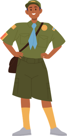 Proud brave happy boy scout  Illustration