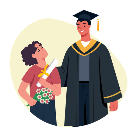 Proud mother with graduate student  Illustration