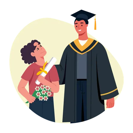 Proud mother with graduate student  Illustration
