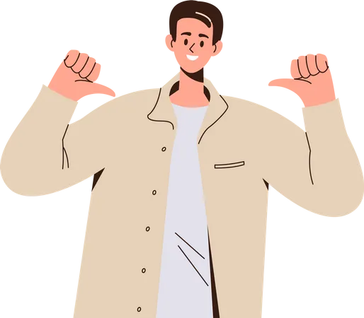 Proud successful businessman pointing finger at himself  イラスト