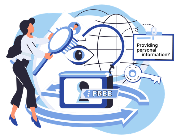 Providing personal information online requires safety measures to ensure privacy and security  Illustration