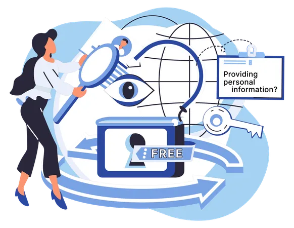 Providing personal information online requires safety measures to ensure privacy and security  Illustration