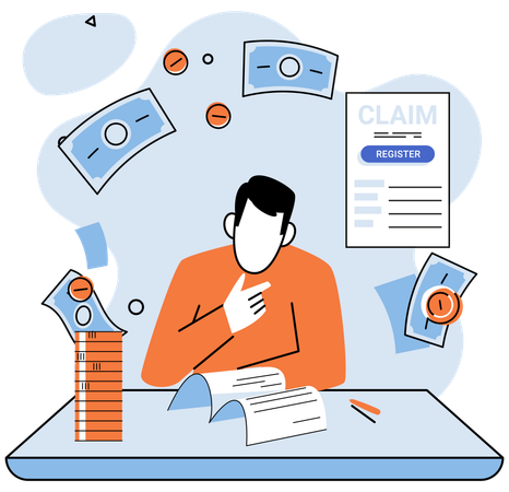 Providing personal information report your income registration of claim documents  Illustration
