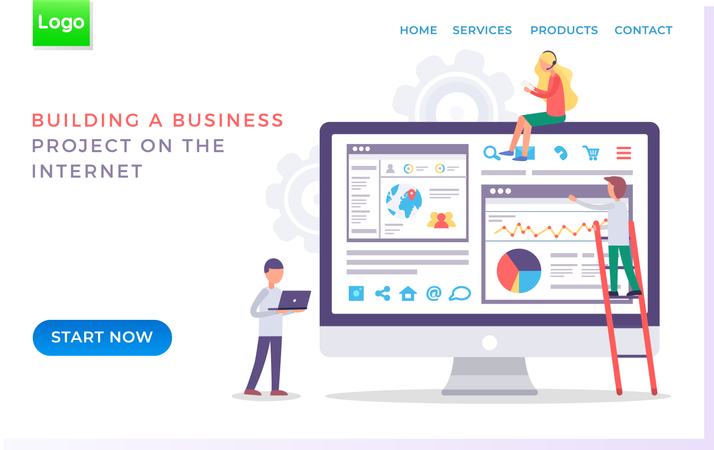 Sitio web en línea para proyectos de creación de empresas  Ilustración