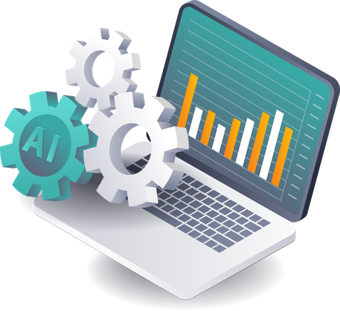 Prozess der Analyse der Computer-Künstlichen Intelligenz-Technologie  Illustration