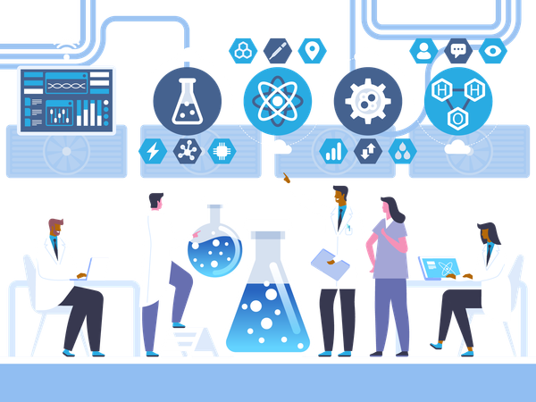 Prueba de laboratorio de química  Ilustración