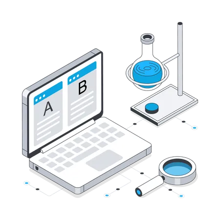 Pruebas A/B en línea para investigación química  Ilustración