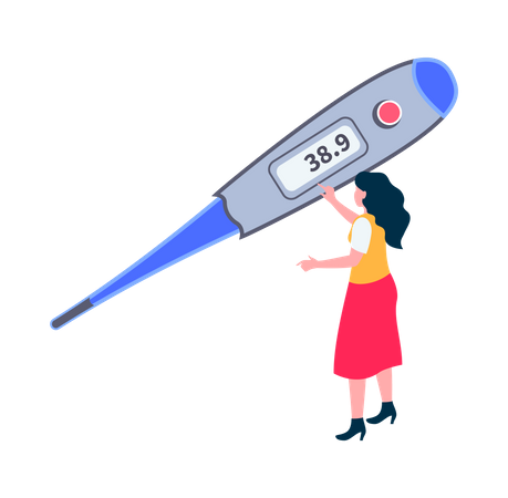 Überprüfen der Thermometertemperatur  Illustration