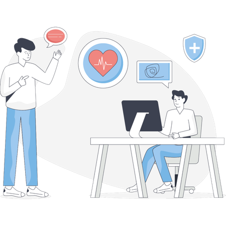 Psicólogo discutindo relatório médico  Ilustração